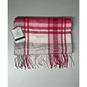 Cashmere Gradient Plaid Tartan Scarf with Fringe Pink Classic Cozy Preppy Luxury